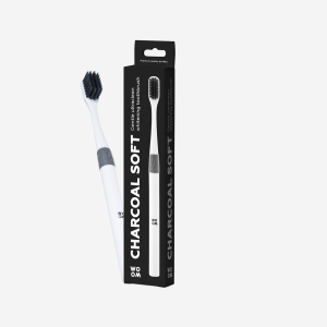 WOOM minkštas dantų šepetėlis su aktyvuota anglimi CHARCOAL SOFT